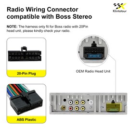Radio Wiring Harness Connector Compatible with Boss 20-Pin Stereos, Aftermarket Power and Speaker Wire Plug for AV BV DV XDVD Series, Fits AV6116Bi AV6117B BV9358B BV9386NV BV9973 BV9976 BV9978