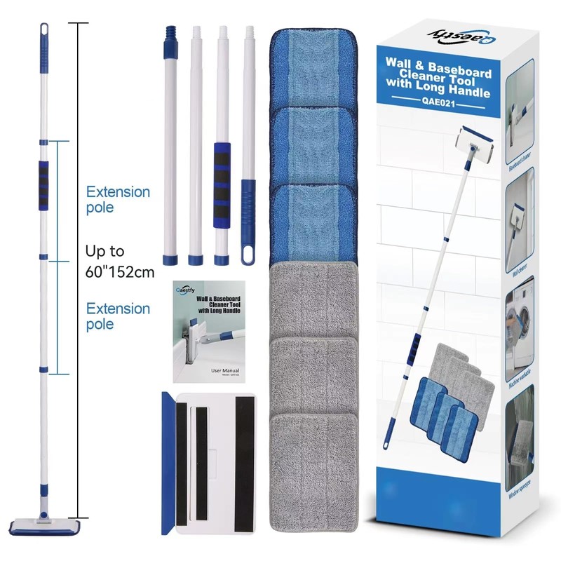 Qaestfy Baseboard Cleaner Tool with Handle, Wall Floor Mop with