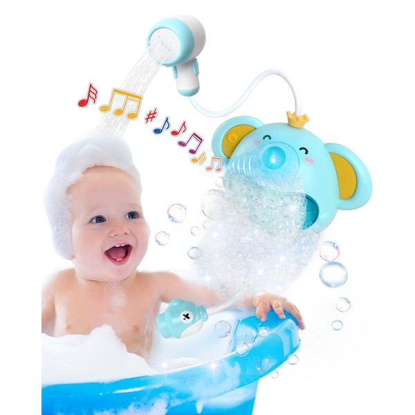 Bath Toys for Toddlers 1-3,Baby Bathtub Toys for Infants 18+ Months, Shower Toy with Shower Head & Bubble Maker, Pool Bathroom Toy Gifts for Toddler Infant Kids Boy Girls,with Music & Light