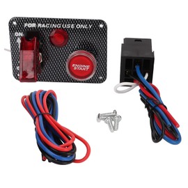 Aramox Ignition Switch Panel Kit, 12V 40A Engine Start Push Button Multifunctional Racing Power Switch Carbon Fiber Racing Style Aluminum Alloy Universal for Automobile