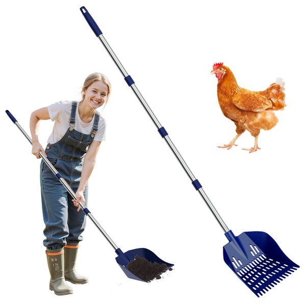 Chicken Poop Scooper & Rake 2-in-1 Chicken Coop Scoop 3-Shape