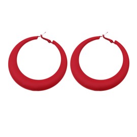 80s 90s Neon Chunky Hoop Earrings Large Retro Exaggerated Round Candy Color Matte Geometric Dangle Earrings for Women Party Retro Y2k Costume Accessory (Red)