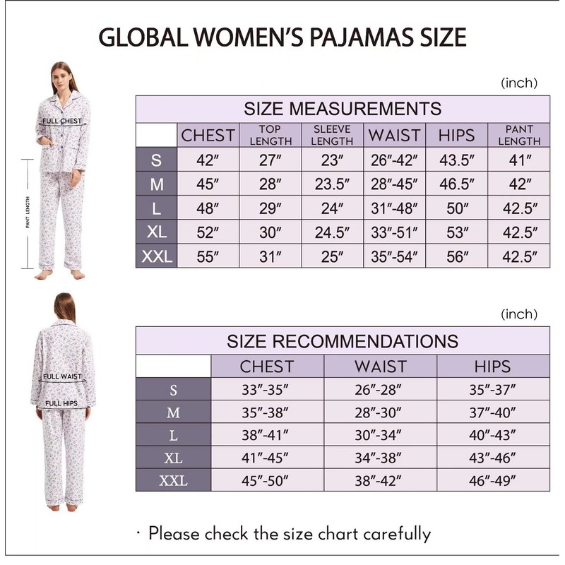 GLOBAL Comfy Pajamas for Women 2-Piece Warm and Cozy Flannel