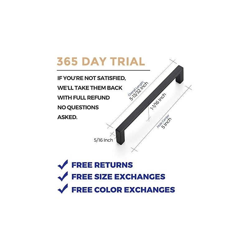 Ravinte 30 Pack Matte Black Cabinet Pulls, 5 Inch (128mm)