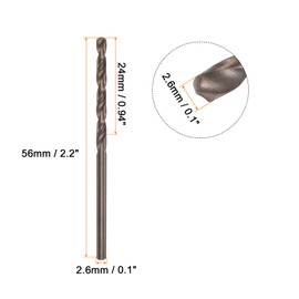 QUARKZMAN Cobalt Drill Bits 2.6 mm M35 High-Speed Steel Metric Twisted Drill Bit Straight Shank Jobber Drill Bits for Carbide Stainless Steel Copper Aluminium Cast Iron Plastic Pack of 12