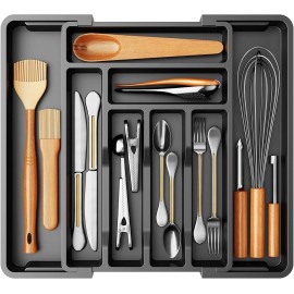 Pipishell Kitchen Utensil Storage Tray Silverware Drawer Organizer Expandable BPA-Free