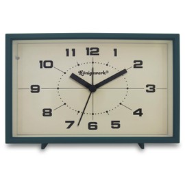 Königswerk Analog Alarm Clock, 6 inch Silent Non Ticking Small Clock with Night Light, Battery Operated Simply Design for Bedroom, Bedside, Living Room, Room Decor, Desk, Table (Green)