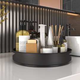 VAEHOLD Lazy Susan Stainless Steel Spice Rack Turntable for Pantry Cabinet - Decorative Trays Storage Containers Organizer for Kitchen Cabinet, Snacks, Bathroom (7 1/2 inches) (7 1/2'' Black)
