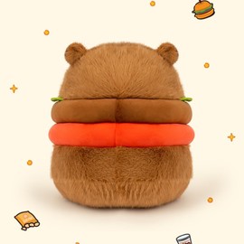 Hamburger Capybara Plush, Kawaii Hamburger Capybara Stuffed Aniamls Toys Soft Plushie Dolls Capybara Plush Pillow Birthday for Kids Boys Girls (Hamburger Capybara,12in)