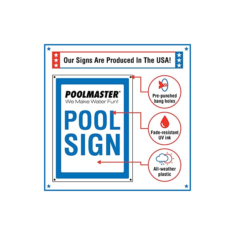 Poolmaster Sign for Residential or Commercial Swimming Pools, No Glassware
