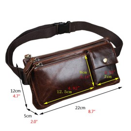 Leather Waist Pack Paquete de Fanny de cuero de la vendimia para los hombres Hip Bum cinturón de la cintura monedero viajes senderismo teléfono celular bolso de embrague bolso