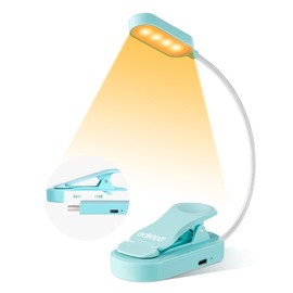 EDISHINE Book Reading Light, Clip On LED Lamp, Eye Care 3 Color Modes & Stepless Dimmable with Memory, USB Rechargeable, 2 Charging Modes, Use While Charging, Gifts for Readers, Kids, Travel (Blue)