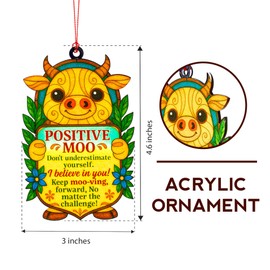 Kingduhu Positive Moo Gifts for Women, Men – Inspirational Cow Suncatcher with Uplifting Quote, Emotional Support Gift for Mom, Teacher, Friend – Christmas, Birthday or Valentine Keepsake