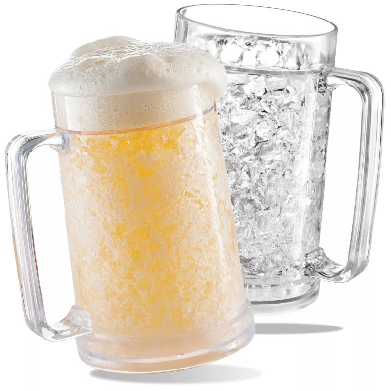 LUXAIL FREEZER MUGS, DOUBLE WALL INSULATED GEL, PLASTIC, PINT, FOR