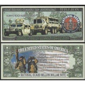 Novelty Notes US National Guard Mission Million Dollar Bill - Lot of 2 Bills