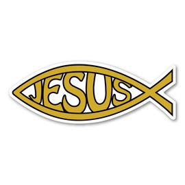 Gold Jesus Fish Mini Magnet by Magnet America Is 1.375" x 3.625" Made for Vehicles and Refrigerators