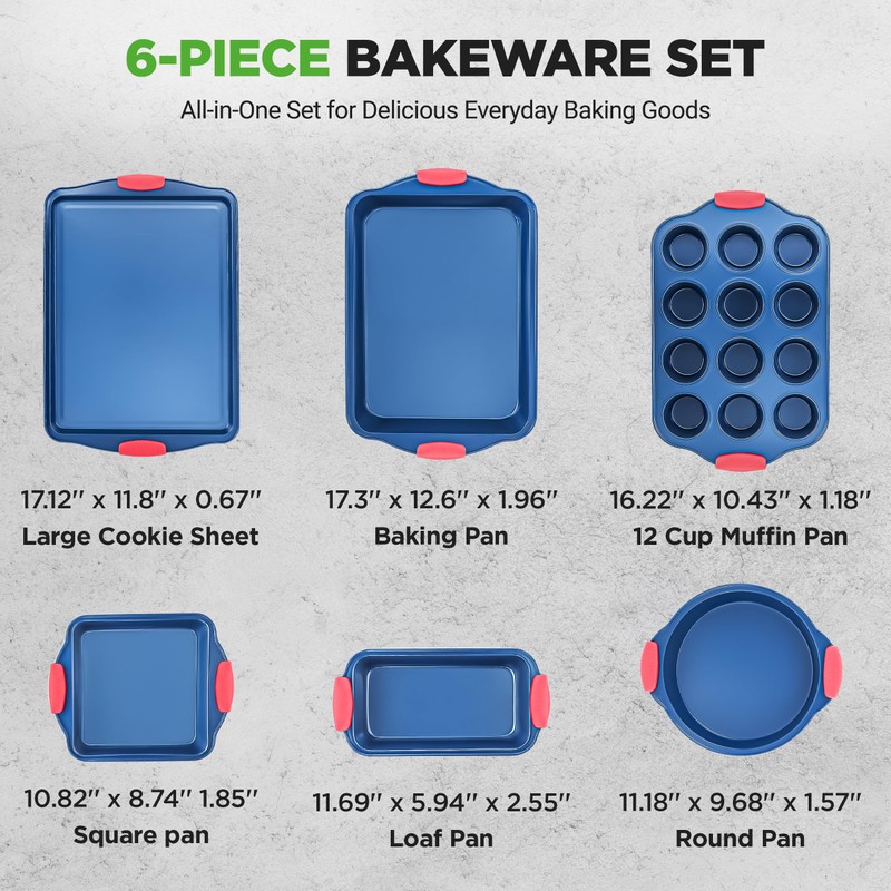 NutriChef 6-Piece Non Toxic Bakeware Set – Carbon Steel Baking