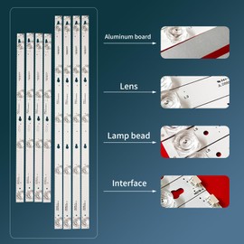 HereBelieve 8pcs LED Backlight Strips for 55" TV 55S405LEA TOT_55D2900_4X4_4X5 AB 55HR330M04A6 55HR330M04B6 4C-LB5504-HR 55S405TEA JL.D55051330-004ES-M