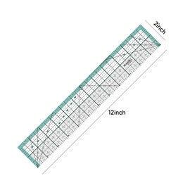 KEARING 12"x2" Metal Edge Acrylic Quilting Ruler - 3mm Thick with Laser Grid, Sewing and Quilting Supplies with Cutting Edge, Non-Slip Backing for Rotary Cutter & Fabric Cutting
