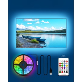 HAMLITE TV Backlight 55 inch, 11.5Ft Led Strip Lights USB Powered with Remote -Curve Design Sync on/Off with TV, Changing LED Background Bias Lighting for Living Room Decor, Gaming Decor