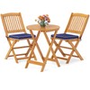 Giantex Patio Bistro Set 3 Pieces, Outdoor Acacia Wood Folding