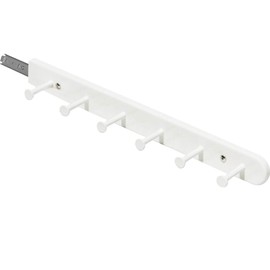 Kelendle Extendable Sliding Wardrobe Hook Rail with Hardware Pull Out Closet Rod Clothing Hanging Hooks Organizer for Home, Office, Hotel (6 Hooks)