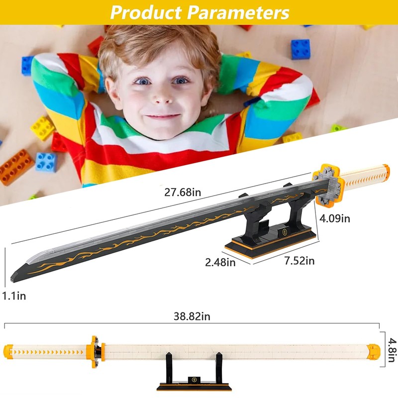 Kravkind 39inch for Sword Building BlockModel, Samurai Sword Set withScabbard