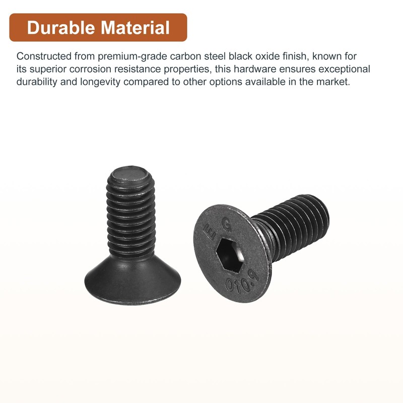 DTGN M8-1.25x20mm Flat Head Socket Cap Screws, 20 Pack Hex