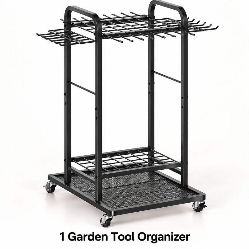SOYEEZE 3 Tier Garden Tool Organizer Cart, Heavy Duty Metal