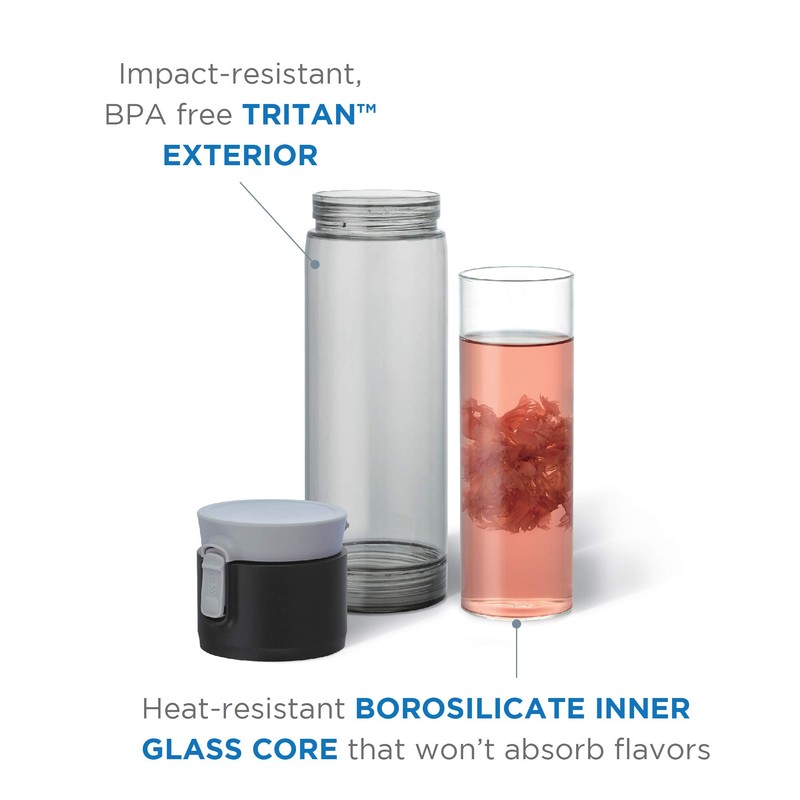 casaWare Trio Tea Clear Travel Tumbler, 12-Ounce, Double Wall, Tritan