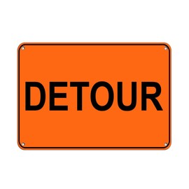 Aluminum Horizontal Metal Sign Multiple Sizes Detour Traffic Orange Road Construction with Border Weatherproof Street Signage 24x18Inches