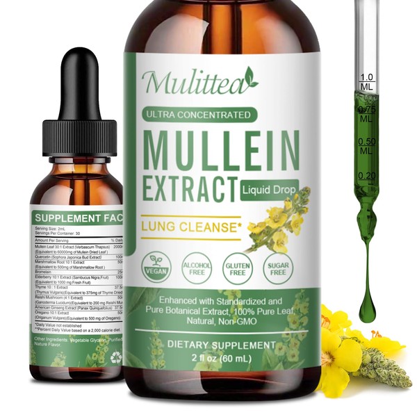 Mullein Drops for Lungs - Lung Cleanse & Detox- Vegan