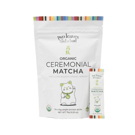 Two Leaves and a Bud Té Verde Matcha Ceremonial Orgánico, 100  Matcha Japonés En Polvo, 1,5 G, Porciones Individuales, Paquete De 10                  