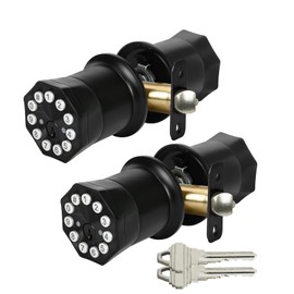 JESSTTI Black Door Knobs with Keypad and Key, Keypad Door Lock with Handle,Digital Door Lock with Keypad Set,Electronic Door Locks for Bedroom Apartment Garage Office,Black,2Pack