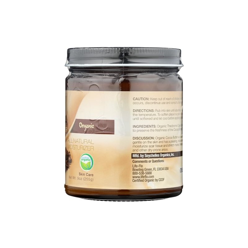 Life-Flo Organic Pure Cocoa Butter, 9 Ounce