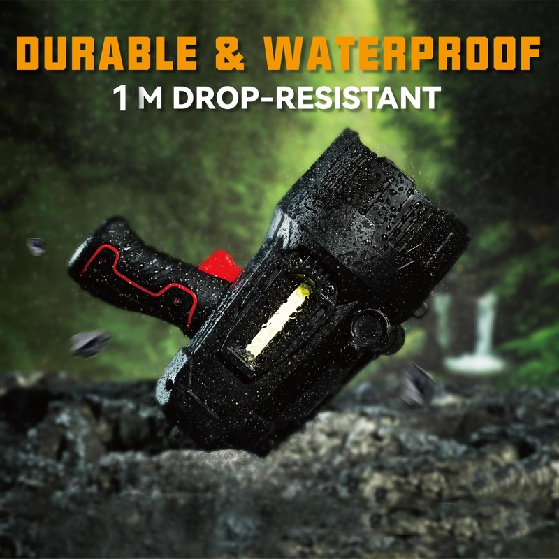 Durapower Rechargeable Spotlight, 1500 Lumens LED Spotlight Flashlight, Waterproof Handheld