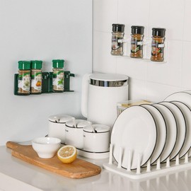 UGWKivd Spice Clips with Bottom Support - Organize Your Kitchen with Ease!Suitable For Storing Seasoning Clips,Cosmetics Bottles Clips,Single Detachable,Plastic Heavy Jars Bottles for Cabinet Door