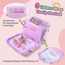 RZYLKA Doll Carrying Case Accessory Organizer Storage, Case to Hold Dolls and Clothes, Much Pocket for Doll’s Clothes, Accessories, Purple