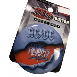 AC DC Button Razors Edge Rock Band Metal Music Pin Round Pinback Vtg 2002 NOS