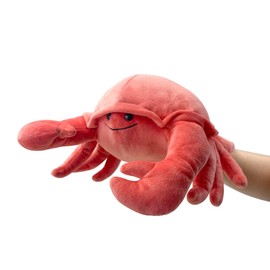 JUSTQUNSEEN Hand Puppet Crab Puppet,13" Crab Puppet Animal Puppets for Kids Realistic Plush Puppet Stuffed Crab Toys, Crab Hand Puppet with Moveable Mouth Puppet Role Play Teaching