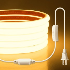 Aclorol COB LED Strip Light 110V 120V 6FT LED Light Strip Warm White 3000K with Self-Adhesive Super Bright 576LEDs Flexible Rope Lights for Kitchen Cabinets Closet DIY Lighting Project CRI90+ IP67