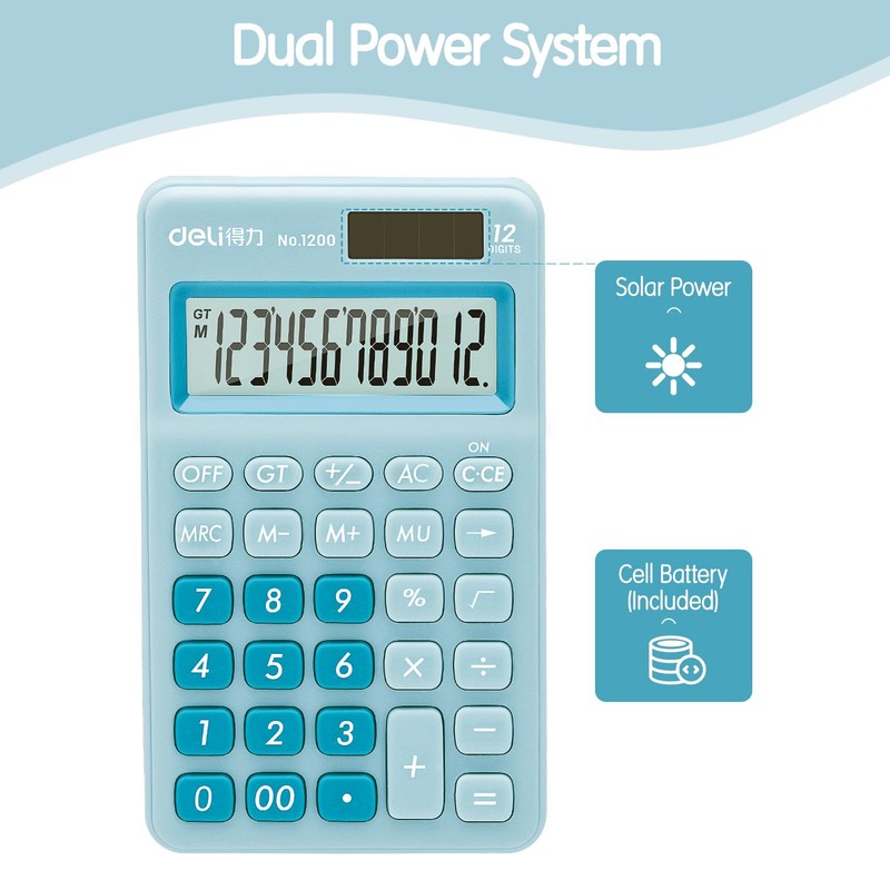 Deli Standard Function Basic Calculator, 12 Digit Desktop Calculator with