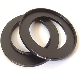 2x Metal 49-67mm Step Up Rings D-SLR Video Camera Lens Connect-ion Size 49mm To 67mm Filter Aperture Connector Adapter Screws Focus Digital Photo Picture View Fix-Ing Photograph Parts Accessories