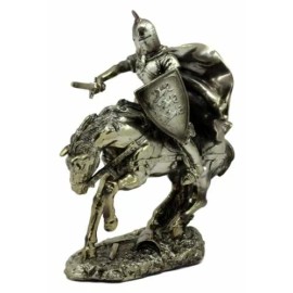 Medieval Knight On Horse Charging 8.5" Long Figurine Resin Decor