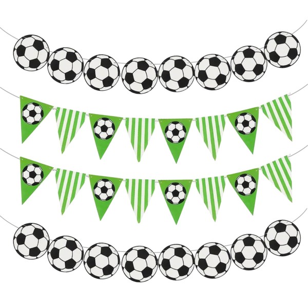 Werownsgso 4 Stück Fußball Banner Deko 400cm Fussball Thema Wimpelkette