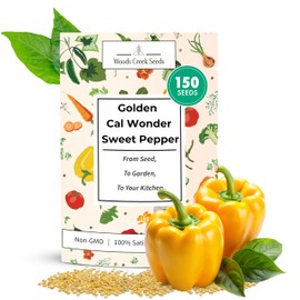 Woods Creek Seeds: Golden Cal Wonder Sweet Pepper Seeds for Planting - Non-GMO and Heirloom Bell Pepper Seeds for Planting Outdoors or Indoors for Home Plant Gardens - Sweet Golden Bell Peppers Seed