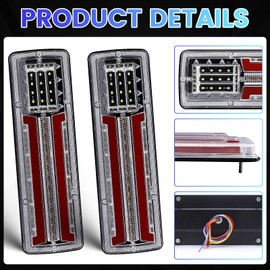 Xuzimaoyi 2pcs Turn Signal Brake Reverse Taillight LED Truck Tail Lights Rectangular Turn Signal Stop LED Trailer Tail Light for 24V Truck Trailer (I Pattern)