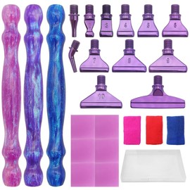 SENHAI 24 Pcs New Diamond Paintings Pens Kits, Colorful Diamond Art Pens Purple Metal Tips Screw Thread Tips Diamond Paintings Accessories Tools for DIY Painting Crafts