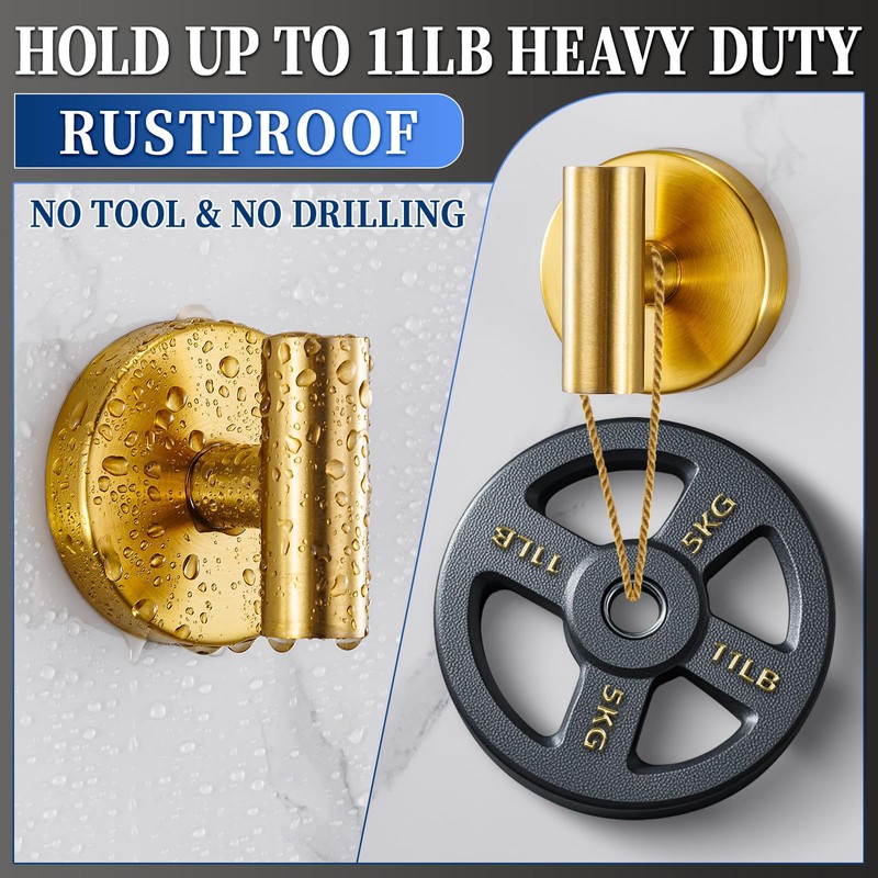 warlve Suction Cup Hooks No Drill Stainless Steel Shower Hooks