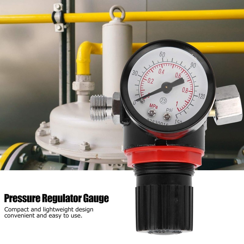 1/4" 150psi Air Pressure Regulator Gauge, Water Pressure Regulator with
